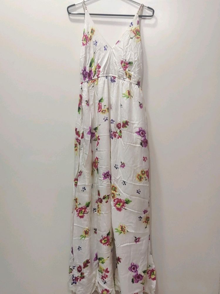 white floral gown