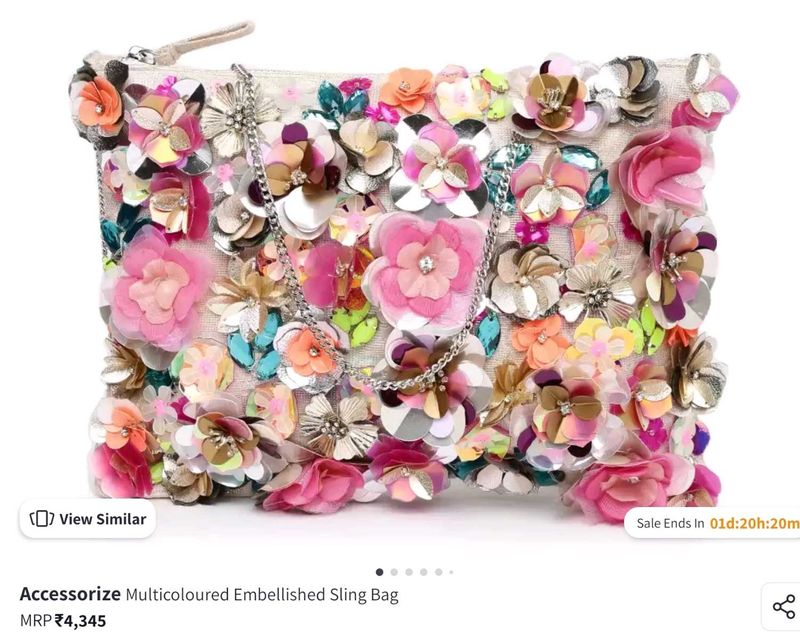 Accessorize London Handwork Floral Ziptop Clutch
