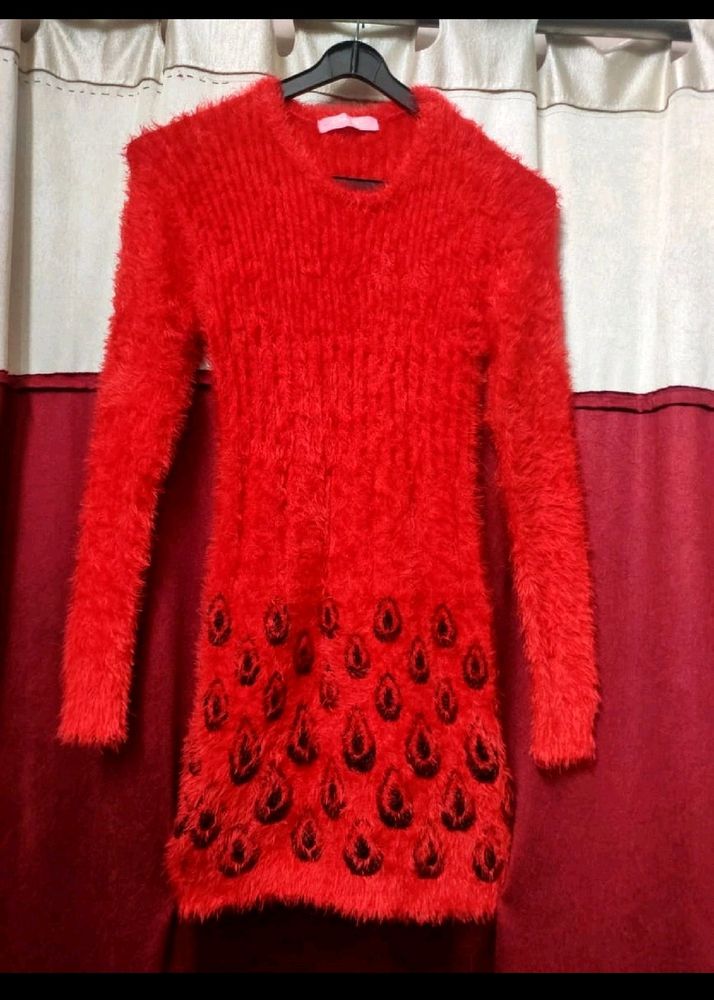 Furry Red Stretchable Top