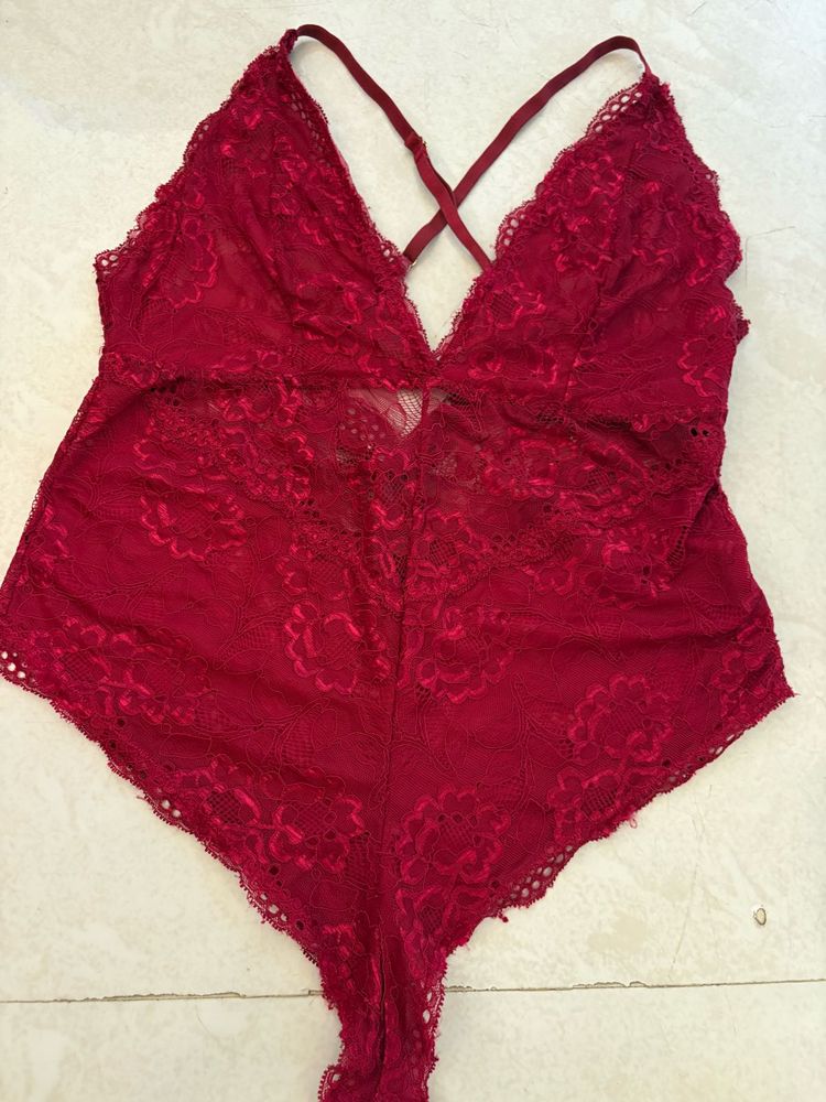 Red Lace Teddy Bodysuit