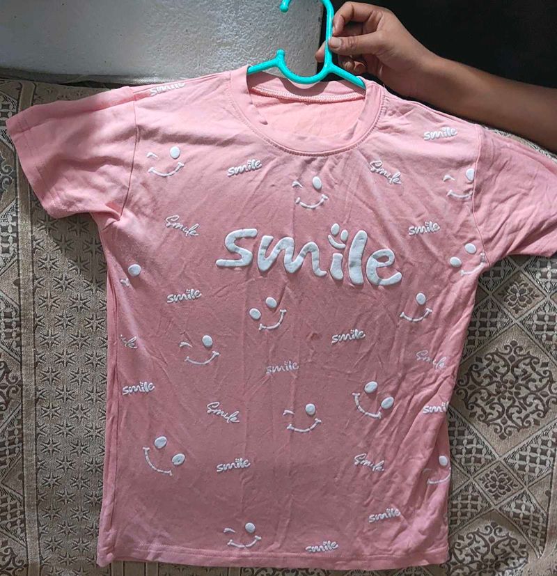 Pink Smile Graphic T-Shirt