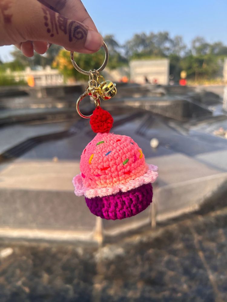 Crochet Cupcake Keychain