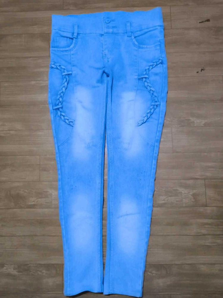 Light Blue Braided Accent Jeans