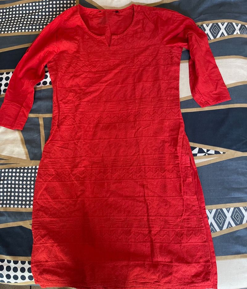 Red Ethnic Kurta