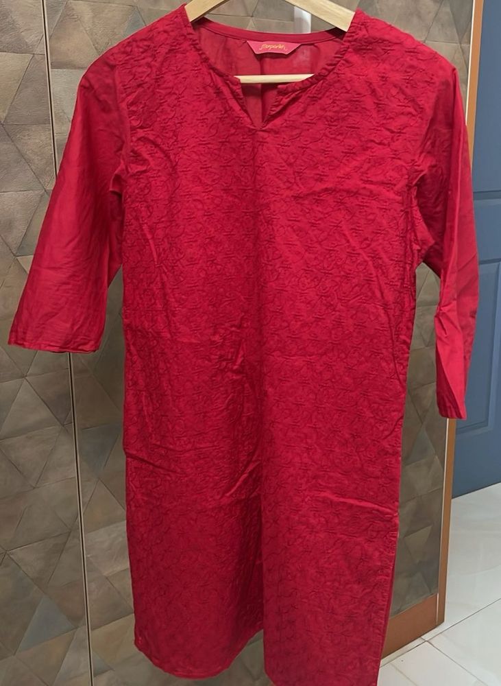 Red Cotton Kurta