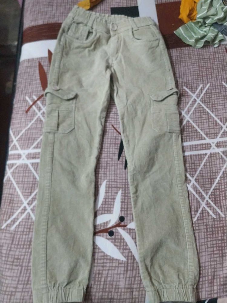 Boys Beige Cargo Pants