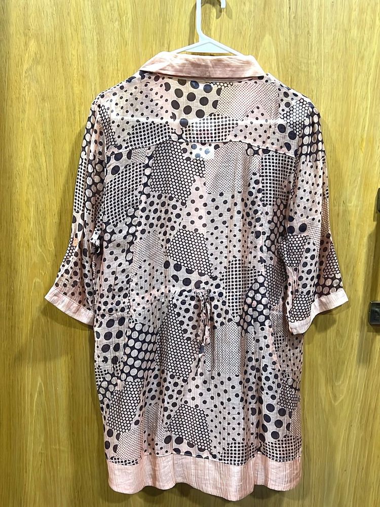 Stylish Nude Orangish Printed Top With pockets