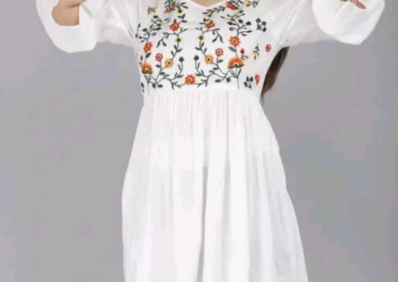White Embroidered Floral Dress