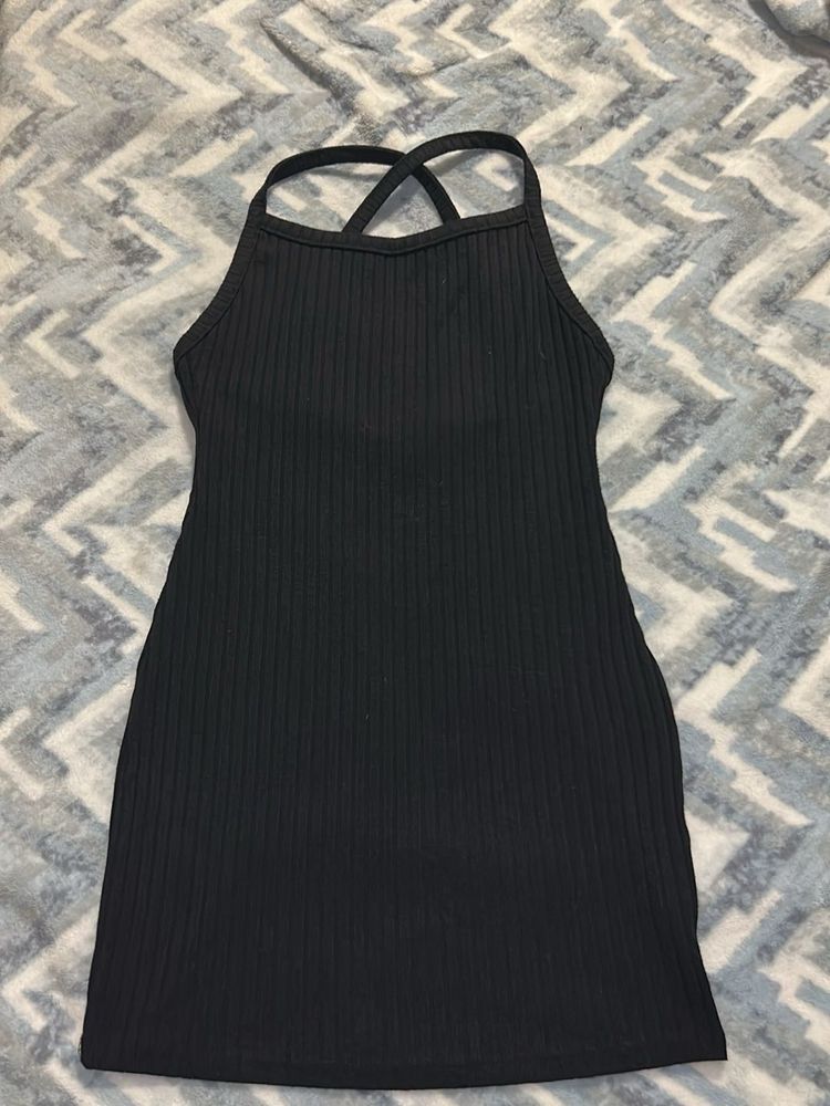 Black Ribbed Bodycon Dress