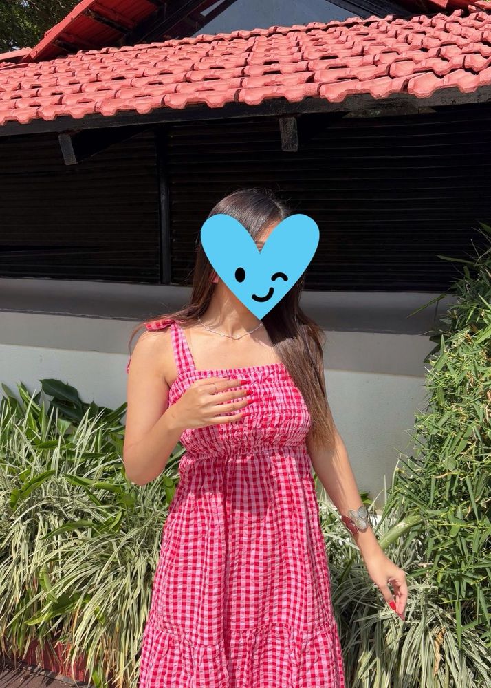 Pink Checked Summer Dress