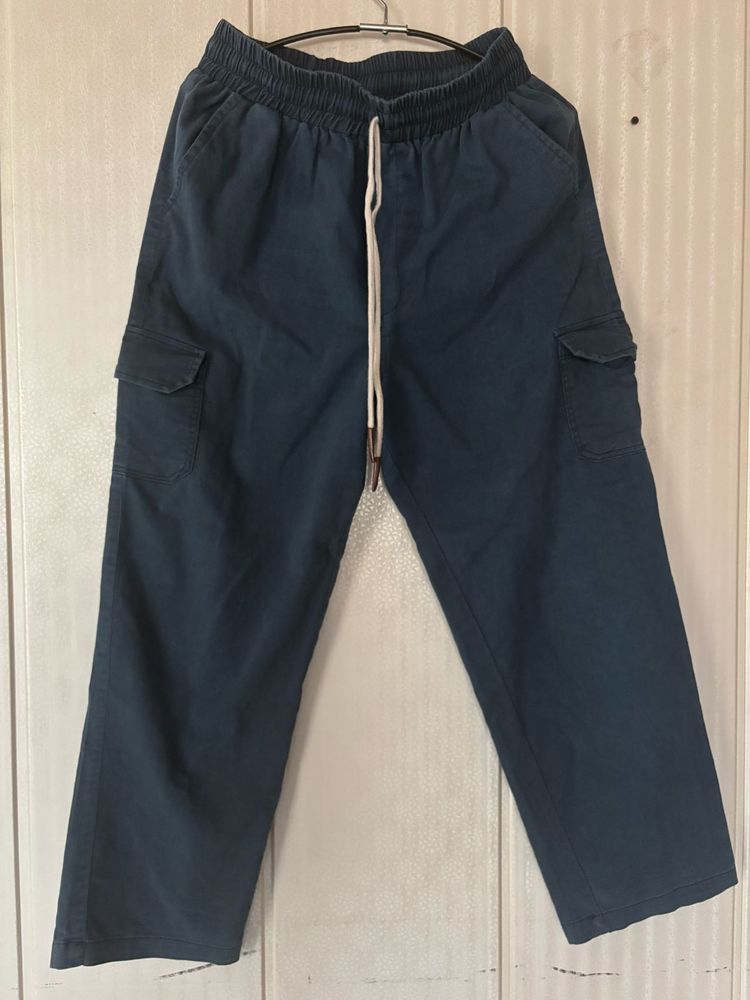 Blue Cargo Pants with Drawstring