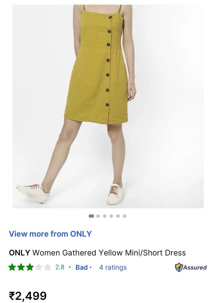 ONLY Yellow Button-Front Mini Dress
