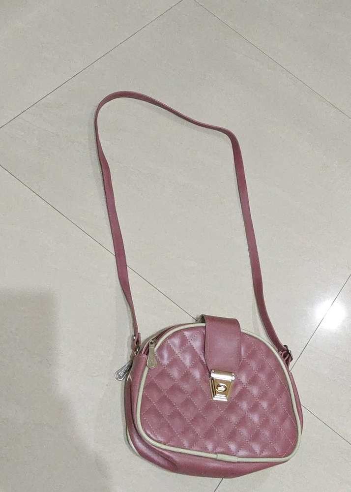 Mauve Quilted Crossbody Bag