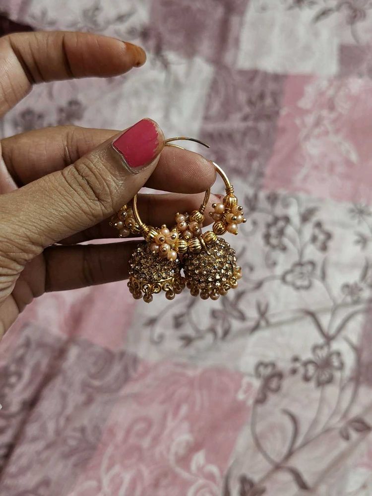 Gold Jhumka Earrings