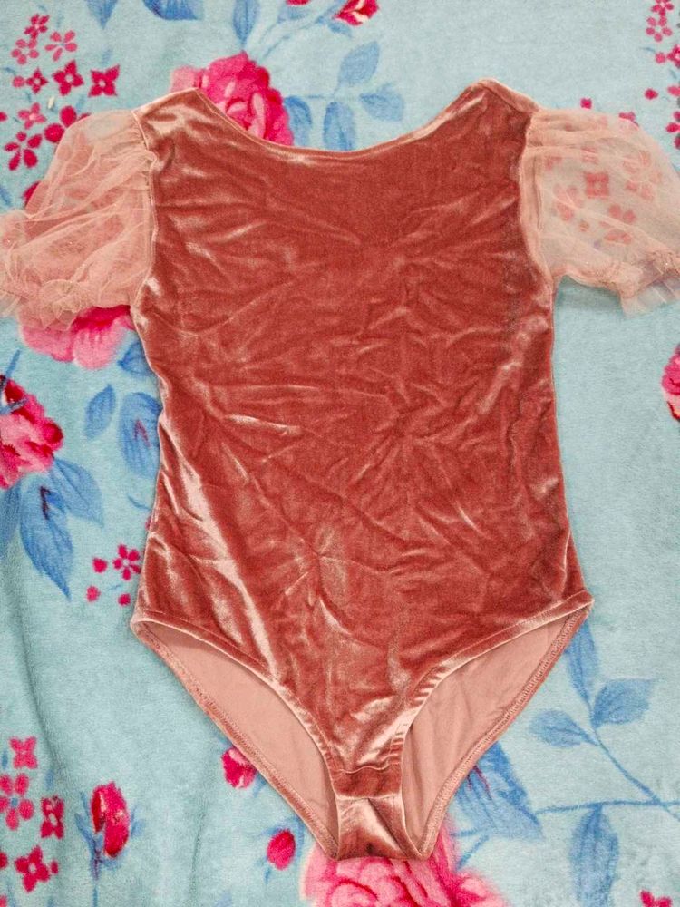 Cute Pink Velvet Leotard