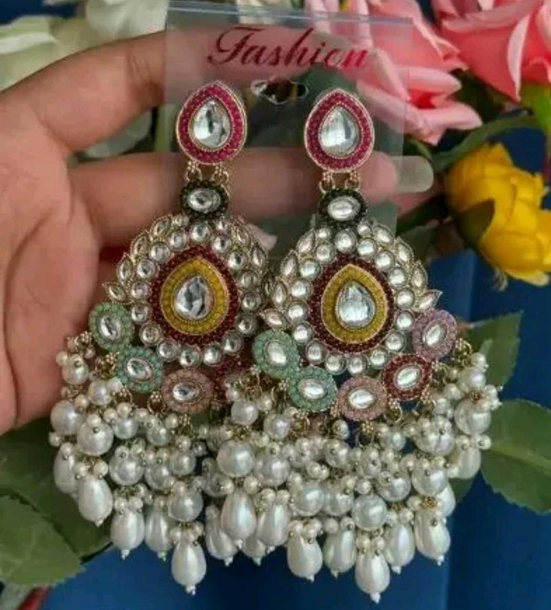 Elegant Kundan Dangle Earrings