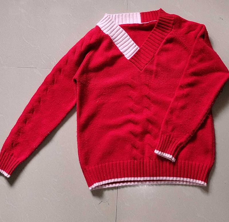 Red Knitted Sweater with FREEGIFT