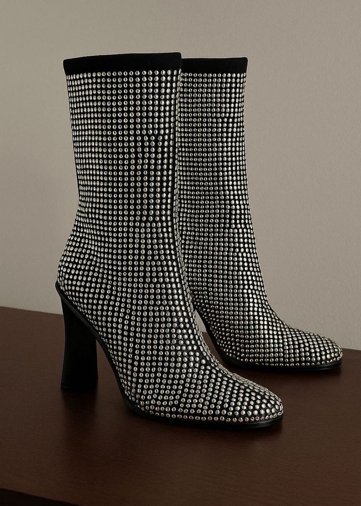 MANGO Silver Studded Boots
