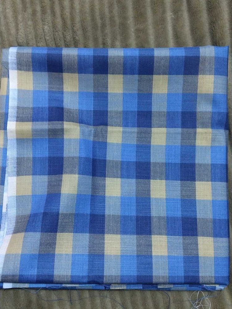 Blue Checked Shirt Fabric