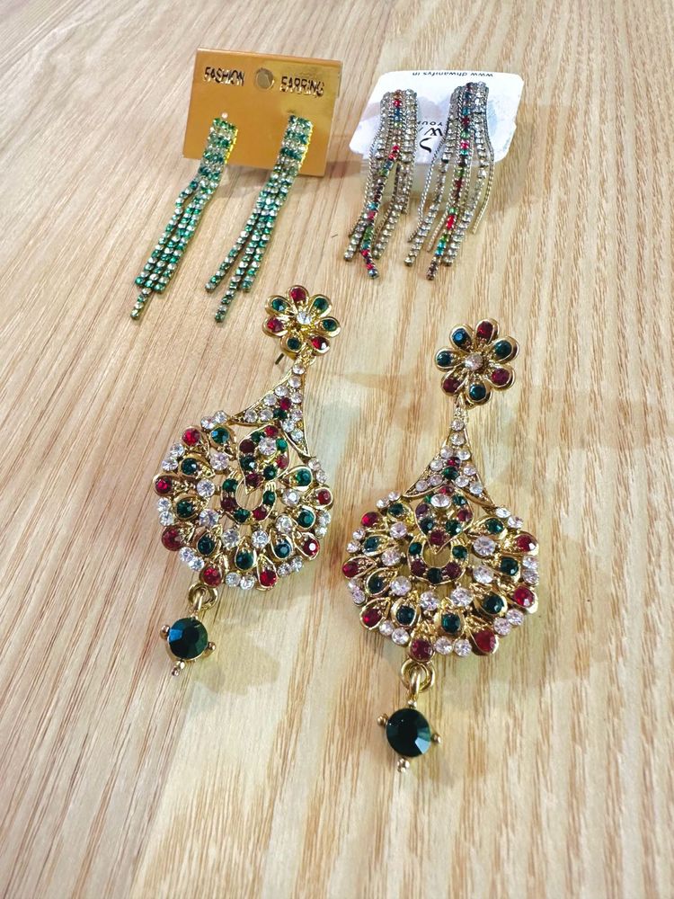 3 Beautiful Stone Earrings Combo