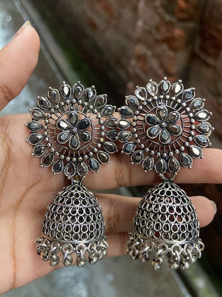Oxidized Jhumka Earrings