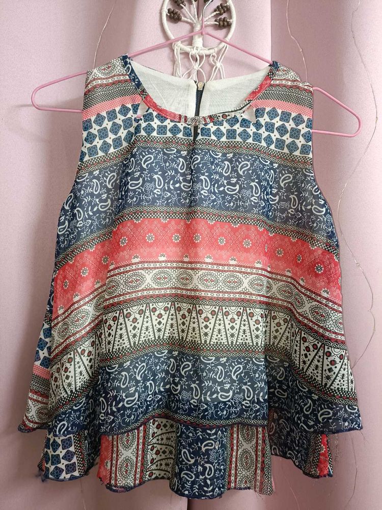 Colorful Print Sleeveless Top