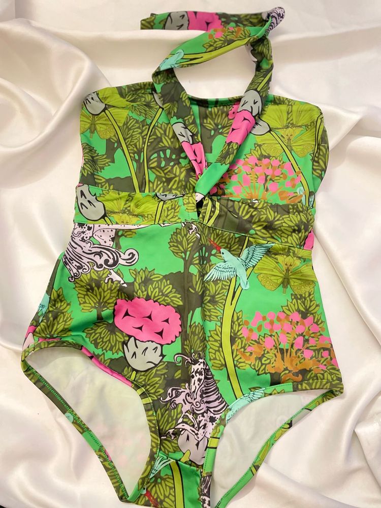 Green Printed Swimsuit