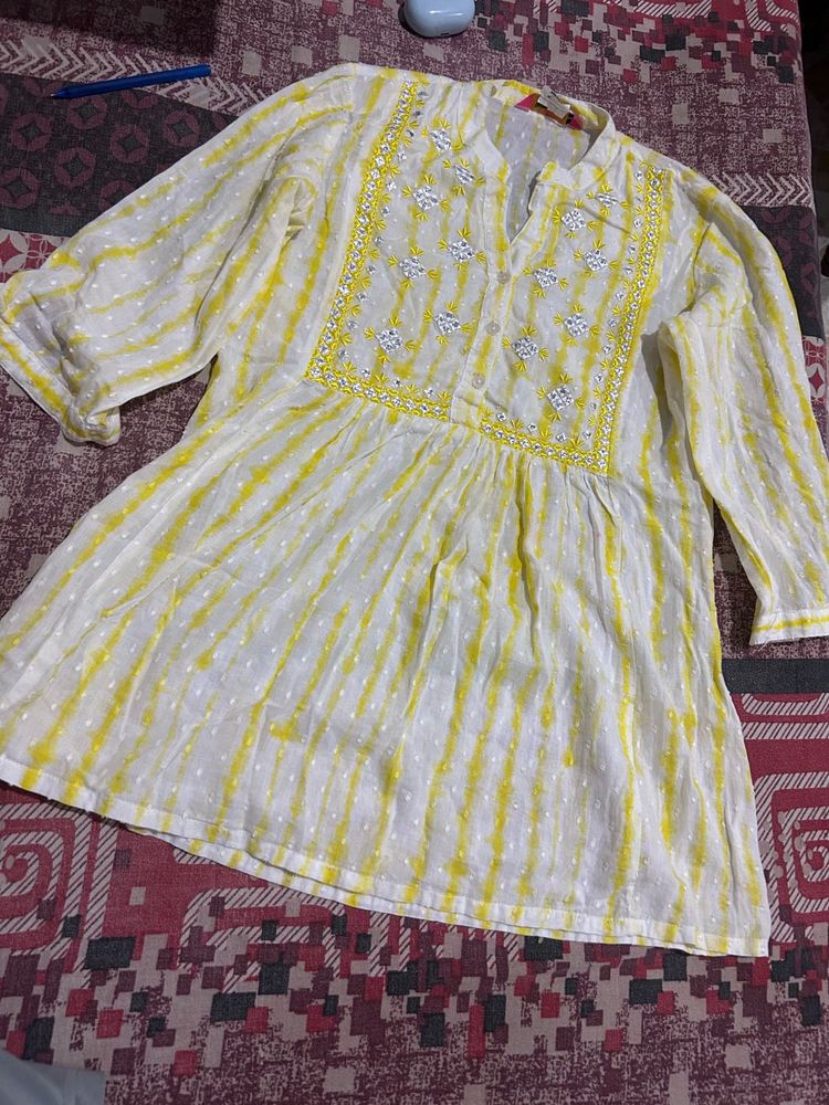 Yellow short Kurti Top