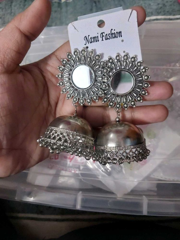 Silver Jhumka Earrings
