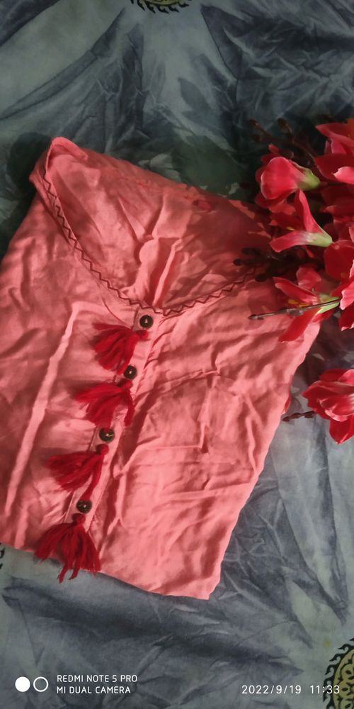peach kurta And Pink Kurt