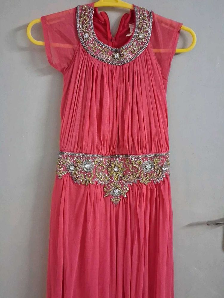 Stylish Festive Coral Womens Gown