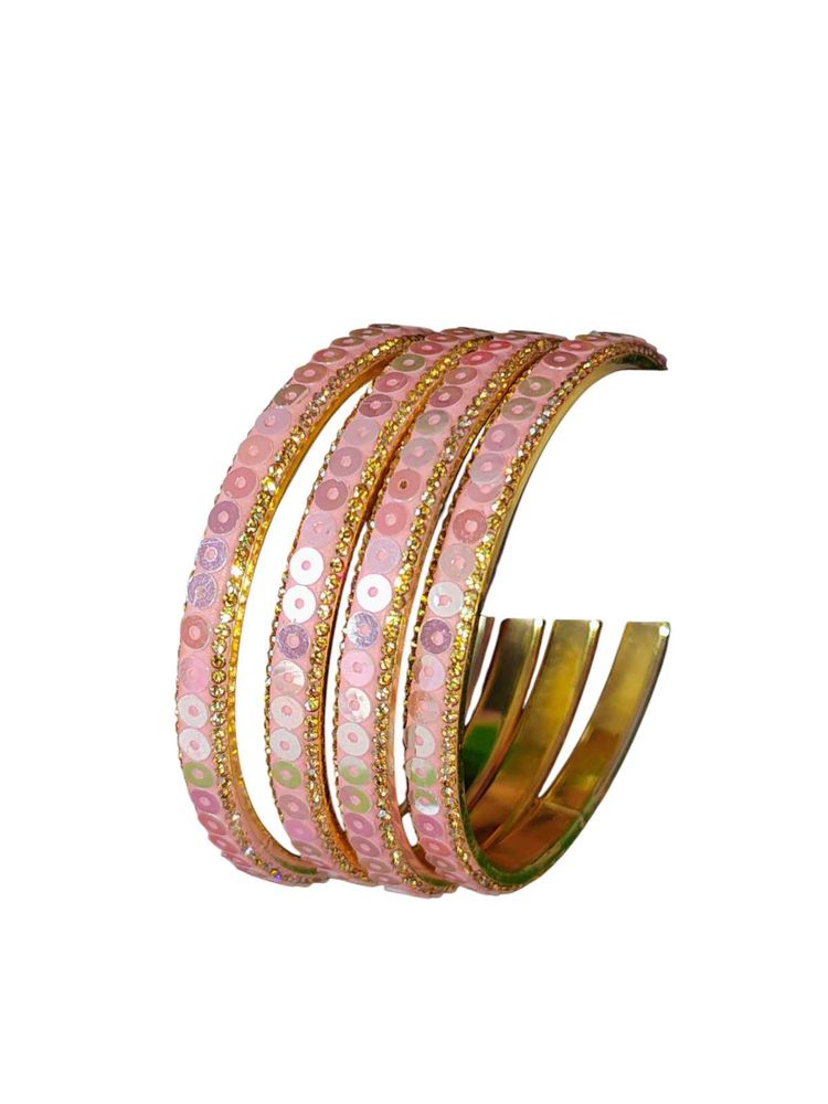 Pink Sequin Bangles (Set of 4)