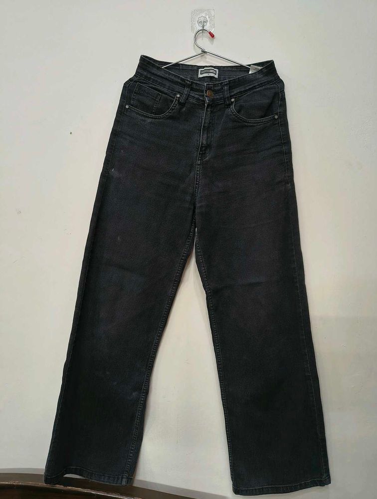 Charcoal Black Women Flared Denim Jeans