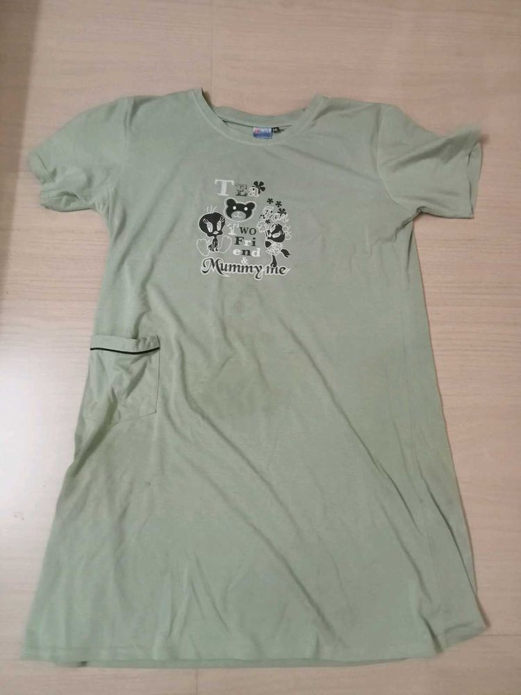 Knee Length T Shirt Night Wear