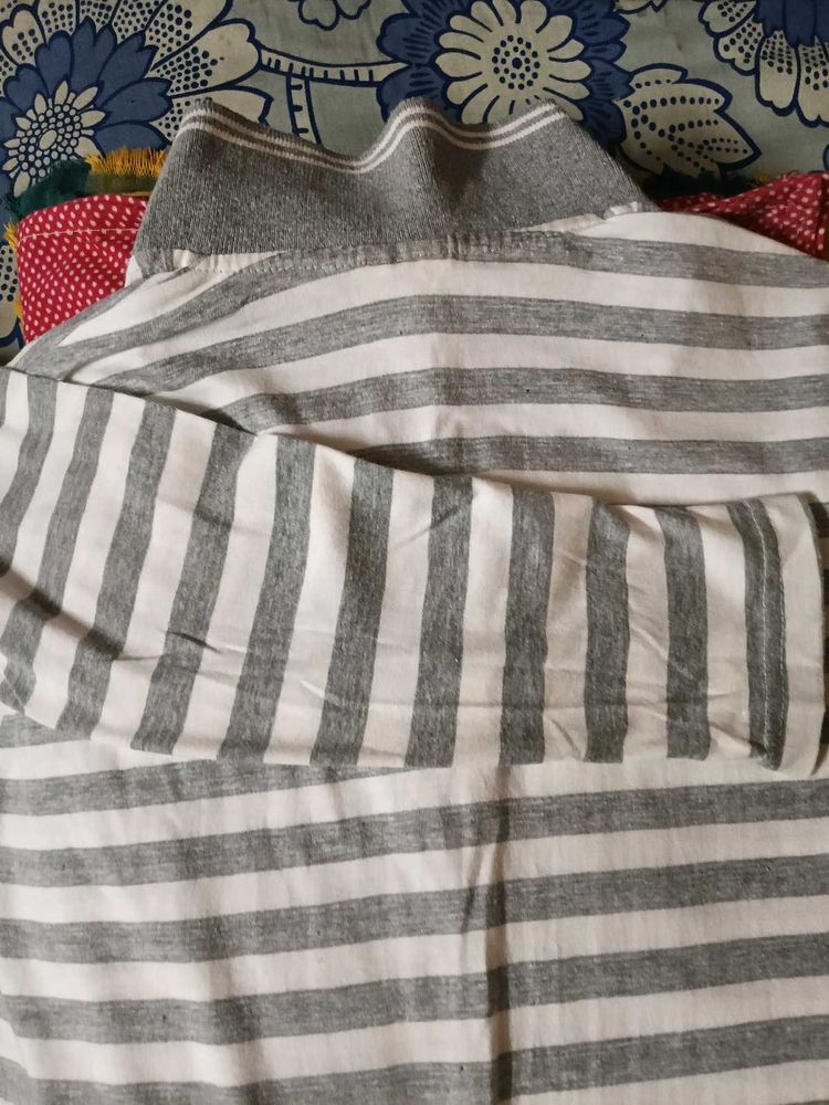 Grey Stripes Full + Half Sleeves T-shirts