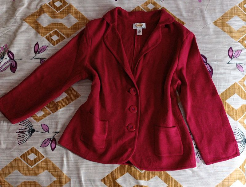 Talbots Red Button-Down Blazer