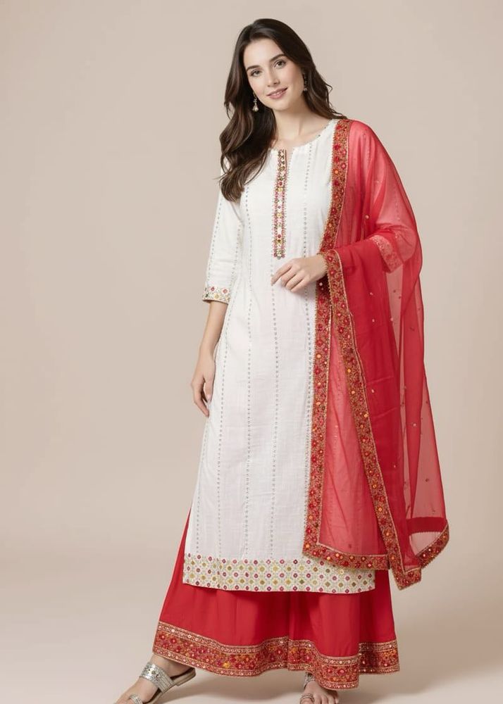 🆕3pc Cotton Sharara Suit Set With Dupatta