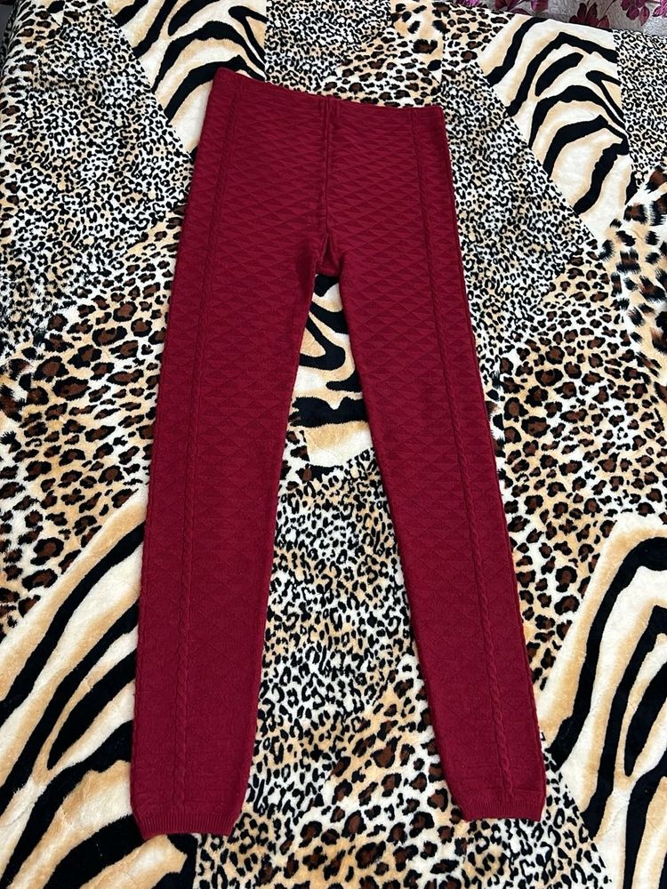 Maroon Woolen Leggings