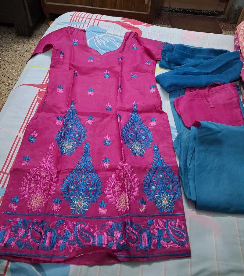 Pink Embroidered Kurta Set