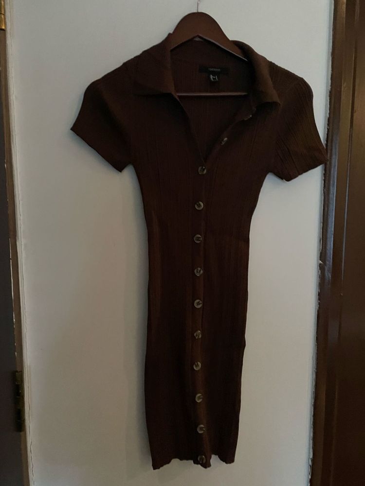 Forever 21 Brown Ribbed Mini Dress