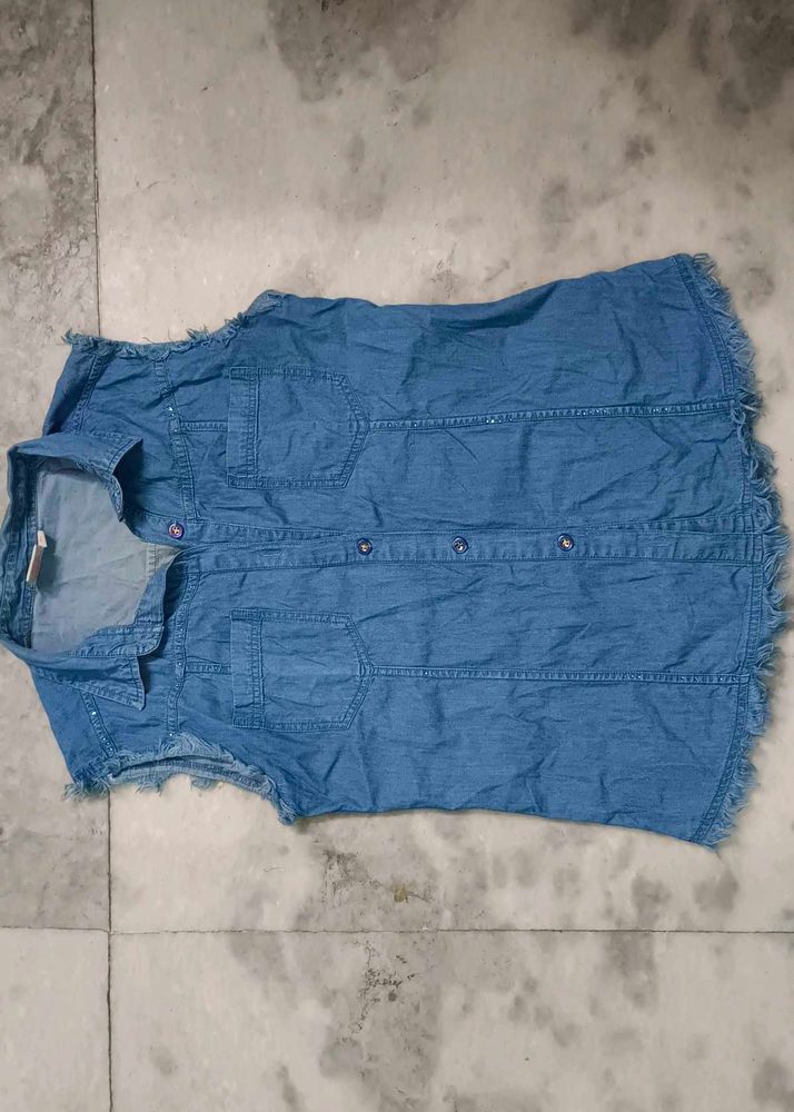 Denim Ki Cut Sleeves Shirt Bahut Sundr Lgti H