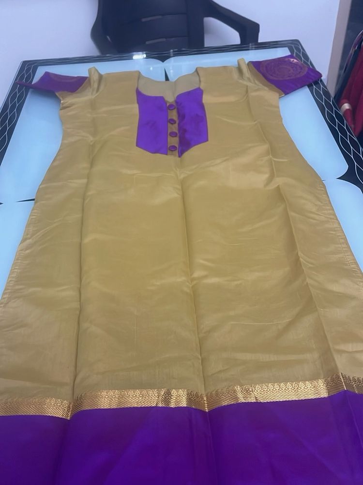 Mustard And Violet Kurthi
