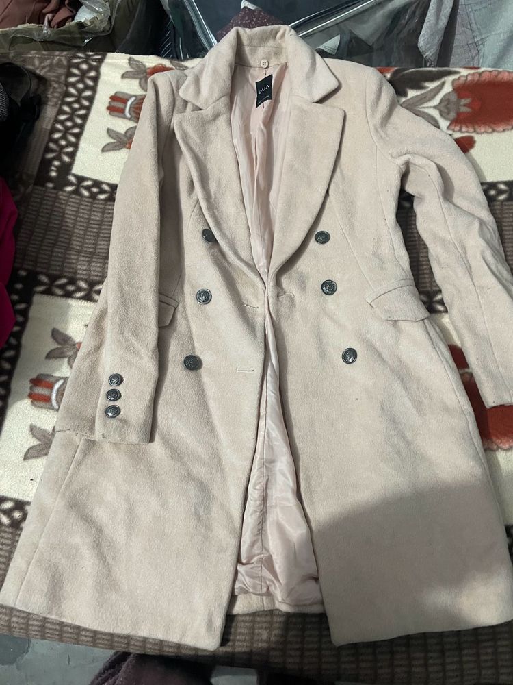 Cute And Elegant Long Coat In Nude Colour