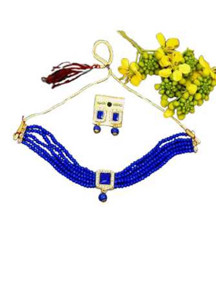 Blue Beaded Necklace Set