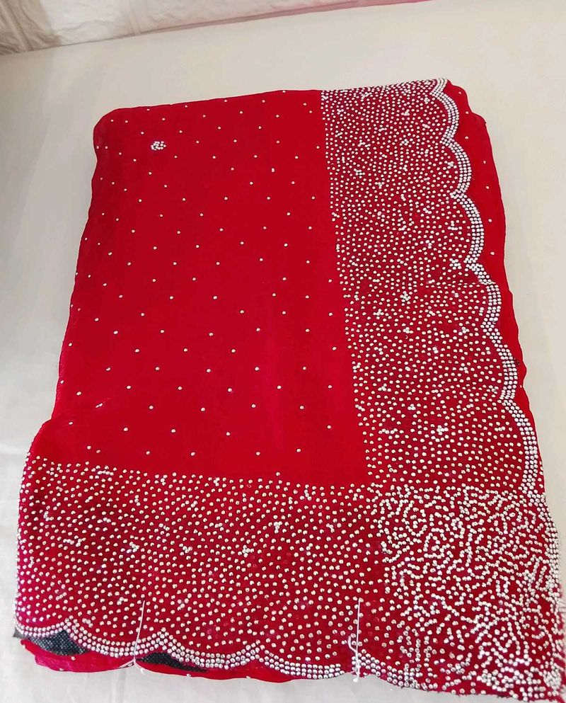 Red Embellished Saree