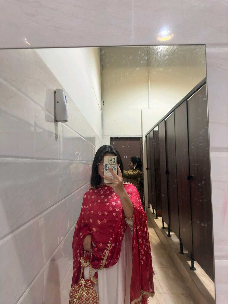 Red Dupatta Set