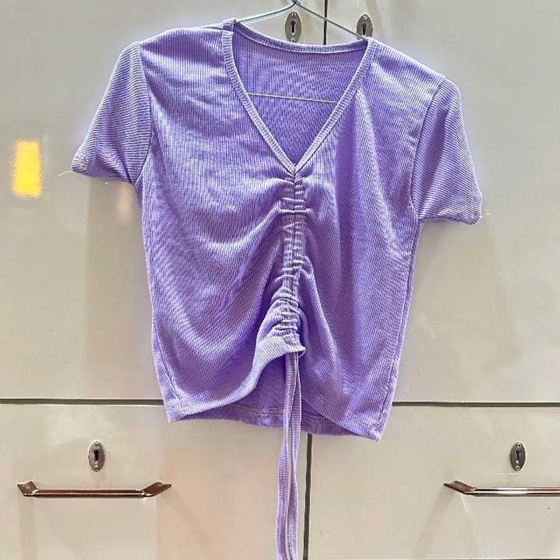Cute Purple V-Neck Top