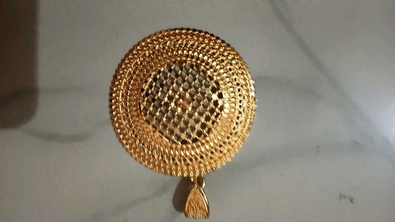 Gold-Tone Textured Pendant - Big Size Locket