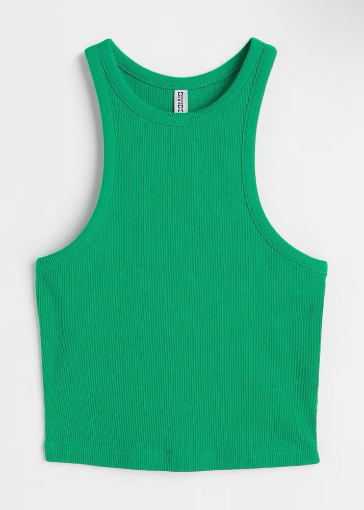 green racer back crop top