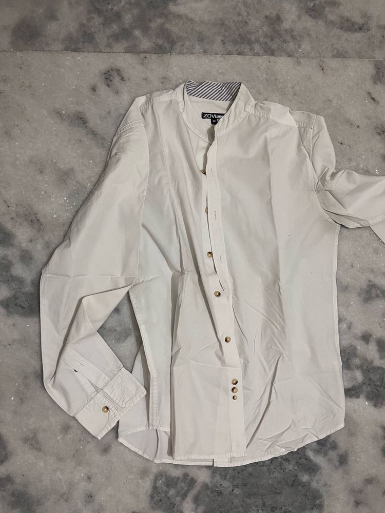 Zovian White Band Collar Shirt